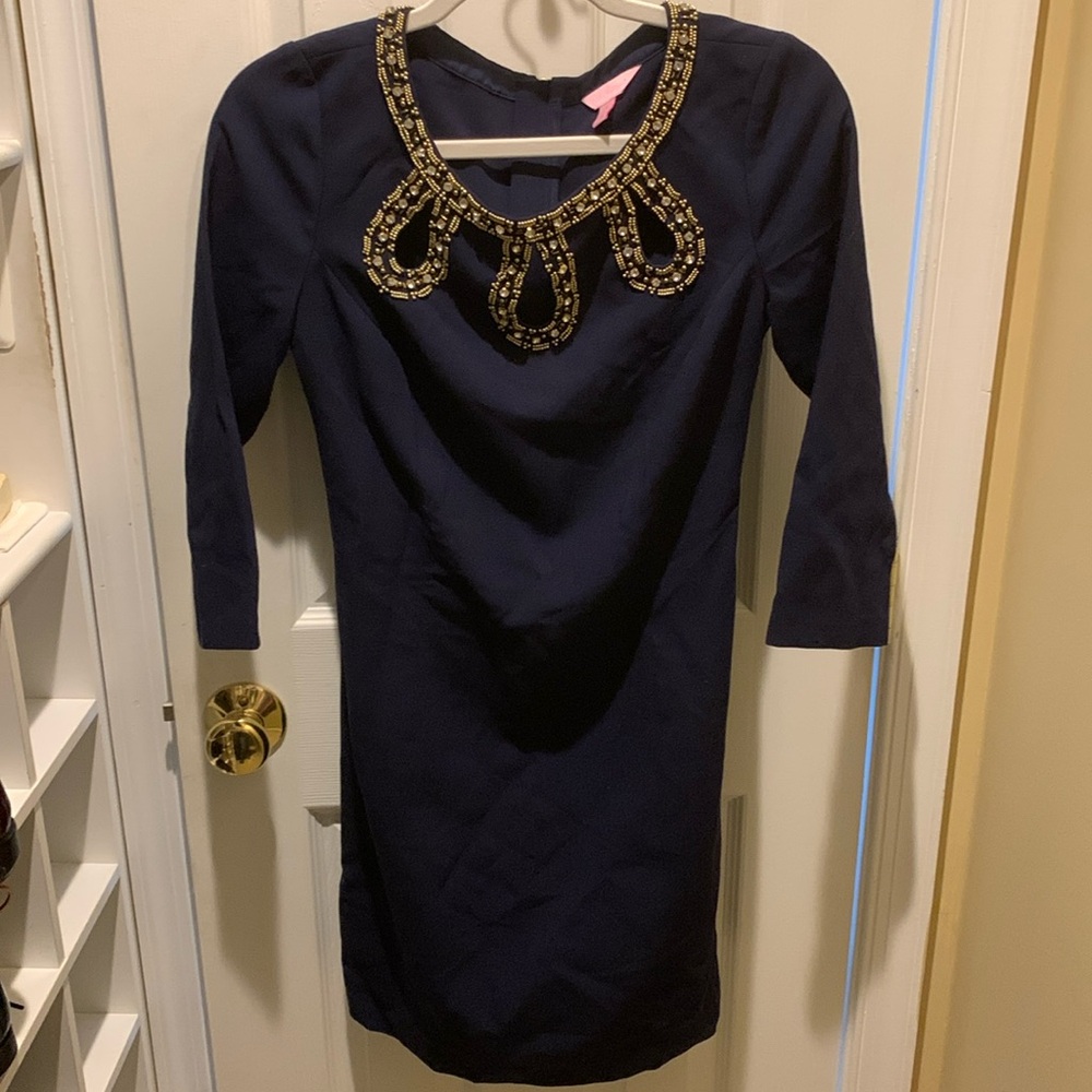 Lilly Pulitzer Brontë Navy Shift Dress, Size 4